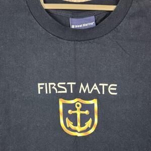 West Marine First Mate Shirt Mens Large Blue Anchor Graphic Nautical Boating